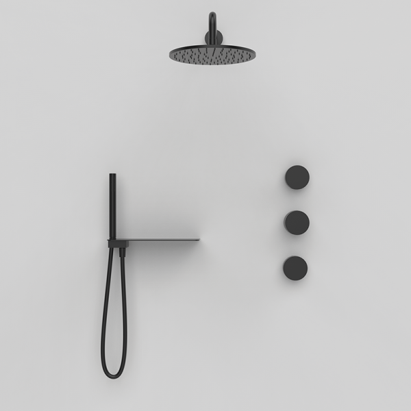 Термостатичний душовий комплект прихованого монтажу, колір чорний GRB Incool 1092 PVD