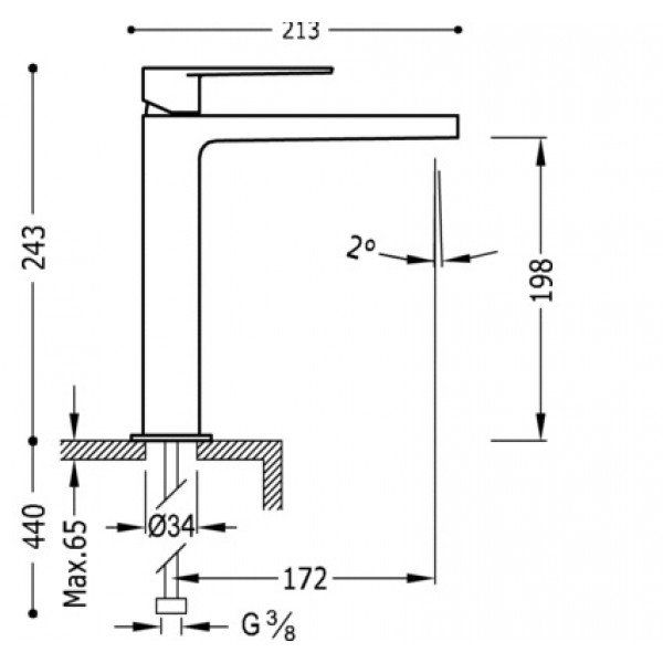 Одноважільний змішувач для раковини 243 мм Tres Class 20510303