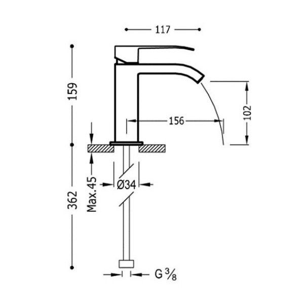 Одноважільний змішувач для раковини Tres Cuadro Exclusive 00610101NED