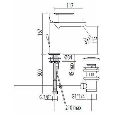 Одноважільний змішувач для раковини Tres Loft 20010101D