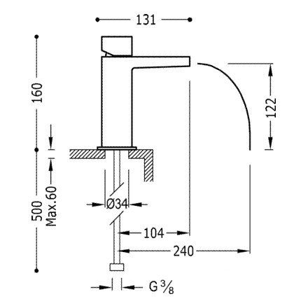 Одноважільний змішувач для раковини Tres Slim 20211002