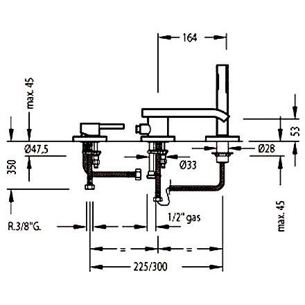 Змішувач на борт ванни Tres Cuadro 10616102