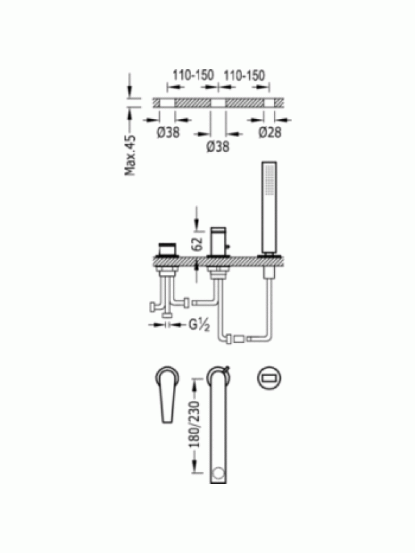 Змішувач на борт ванни Tres Class 20516101