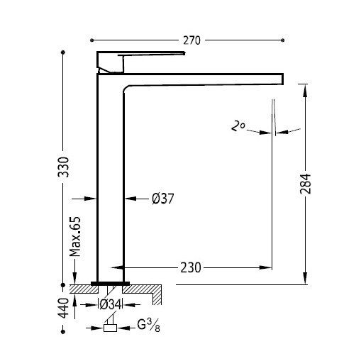 Одноважільний змішувач для раковини 330 мм Tres Class 20510305