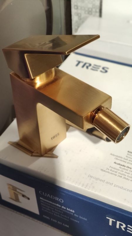 Змішувач для біде Tres Cuadro colors одноважільний золото 00612001OR