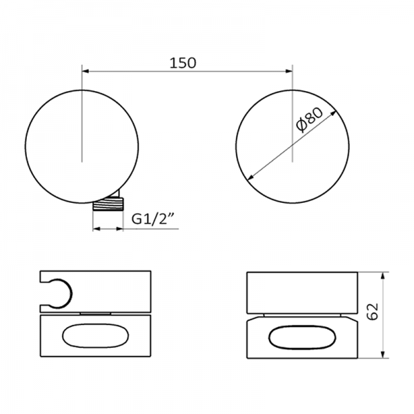 Змішувач для душу GRB in Cool горизонтальний 2/3 із зовнішнім виходом 90102101