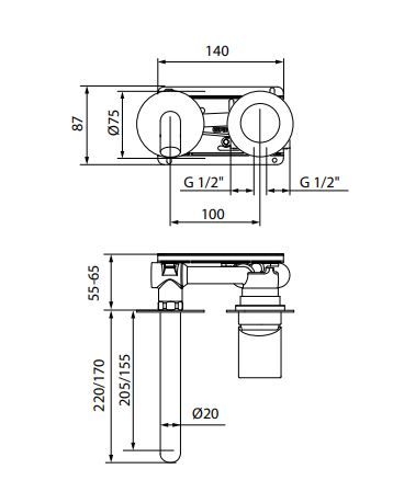 Змішувач для раковини GRB Cool, довжина виливу 110 мм, нержавіюча сталь 90533493
