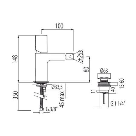 Змішувач для біде з донним клапаном Tres Loft 20012002D