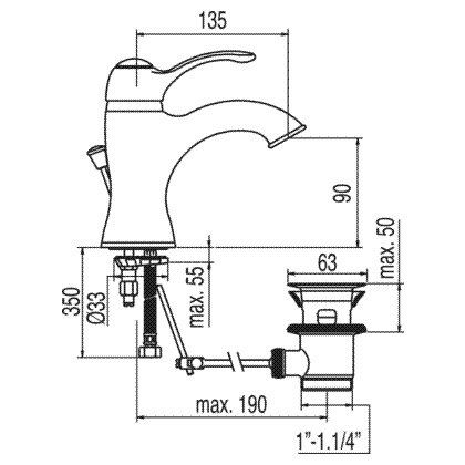Змішувач одноважільний для раковини Tres 14710302
