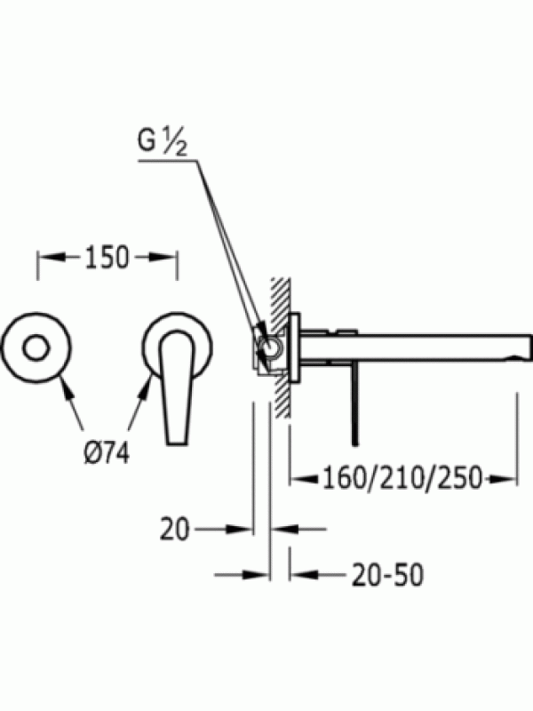 Змішувач одноважільний для раковини 250 мм Tres Class 20520002