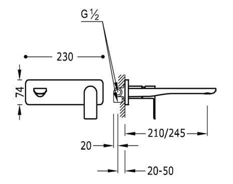 Змішувач одноважільний для раковини 210 мм Tres Loft 20020003