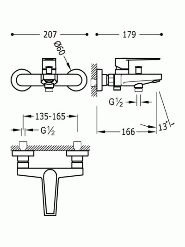 Змішувач для ванни та душу Tres Class 20517001