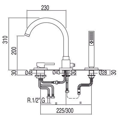 Змішувач на борт ванни Tres Study Exclusive 26215001