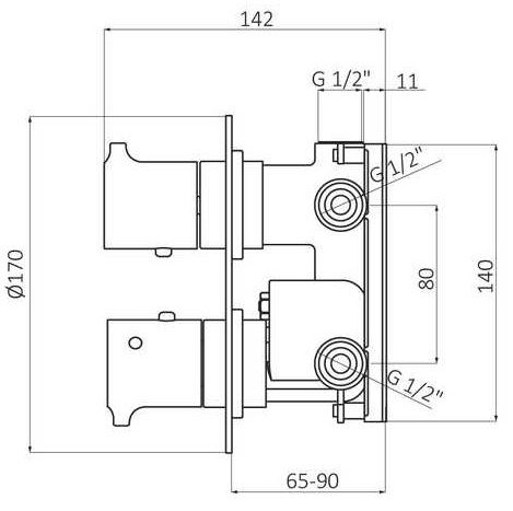 Змішувач для ванни та душу GRB Time прихованого монтажу з термостатом, золото 47120488 PVD
