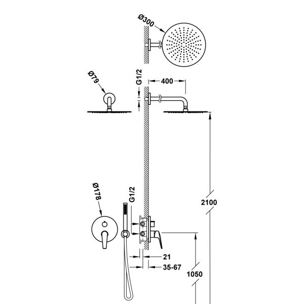 Душева система Tres FUJI із Rapid-Box, полірована сталь 28128004AC