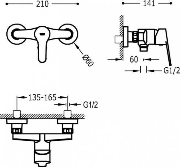 Base Набір для душу, хром (21510301+21516701) (ФН)