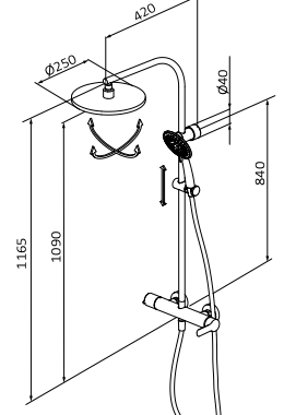 Душовий комплект з душовою колоною minimal Black Epoxy – TENDER – 40340122